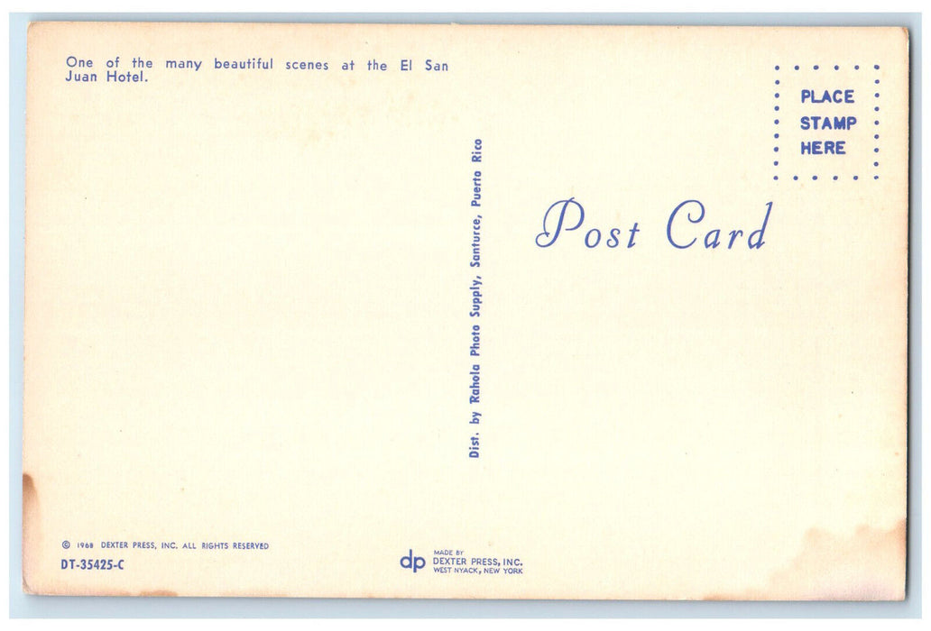 c1950's One of Many Beautiful Scenes at El San Juan Hotel Puerto Rico Postcard