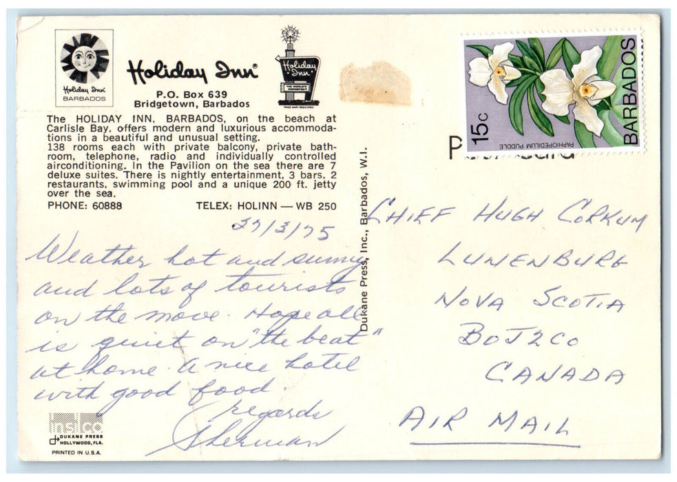 1975 Two Girls Boat Wake Surfing Holiday Inn Bridgetown Barbados Postcard