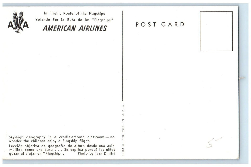 American Airlines Sky High Geography Flagship Little Girl Antique Postcard