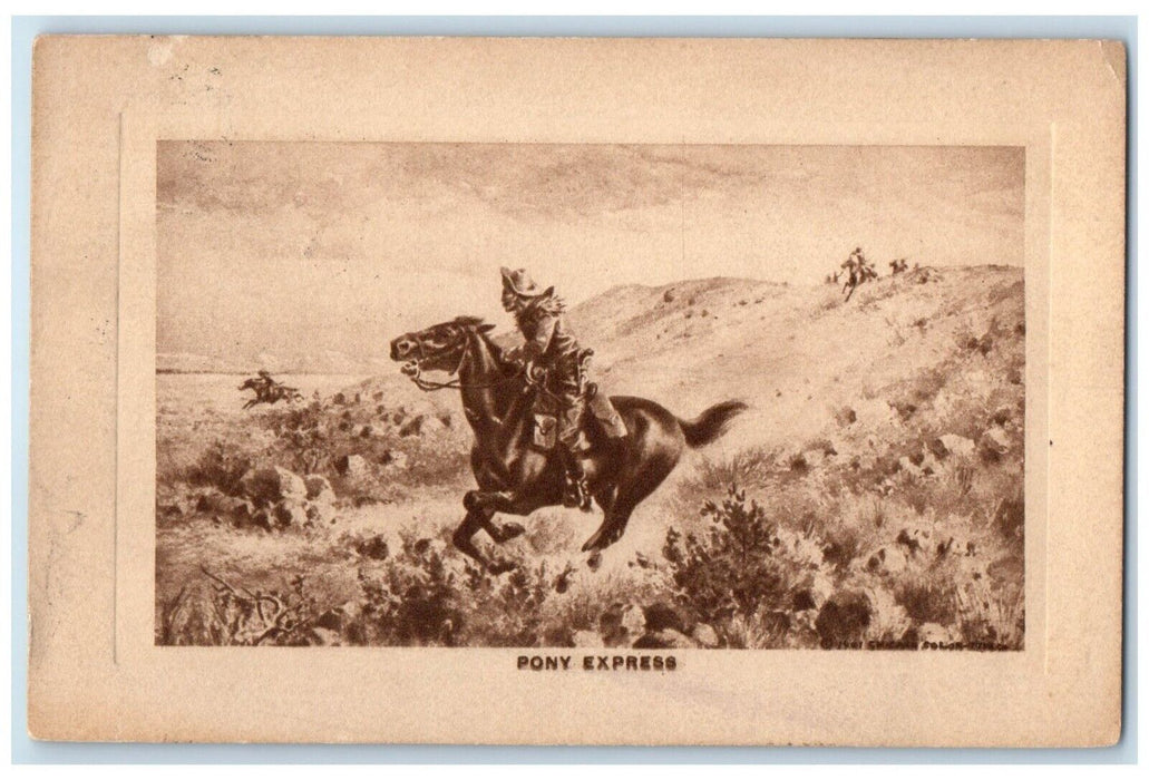 1913 Pony Express Rodeo Wild West Mail Newaygo Michigan MI Antique Postcard