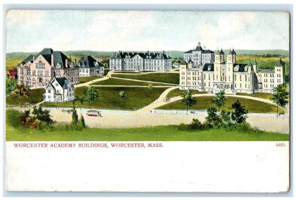 c1905 Panorama View Worcester Academy Buildings Worcester Massachusetts Postcard