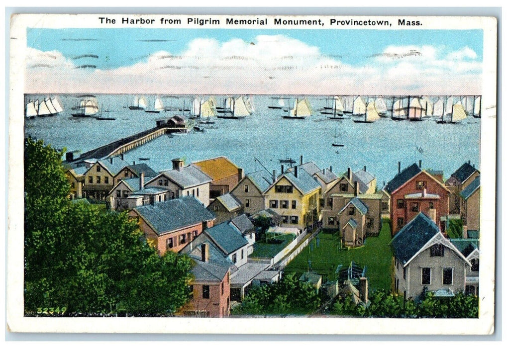1938 Harbor From Pilgrim Memorial Monument Provincetown Massachusetts Postcard