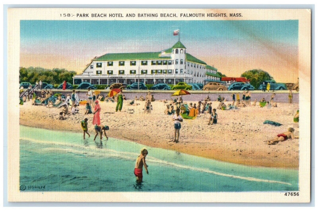 c1940 Park Beach Hotel Bathing Beach Falmouth Heights Massachusetts MA Postcard