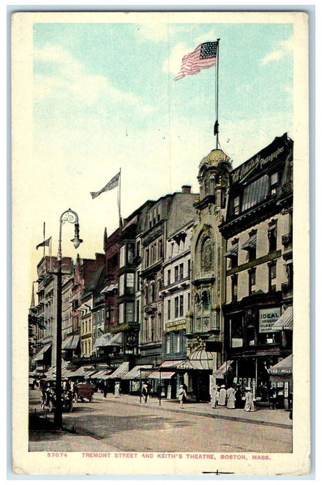 1911 Tremont Street Keith's Theatre Exterior Road Boston Massachusetts Postcard