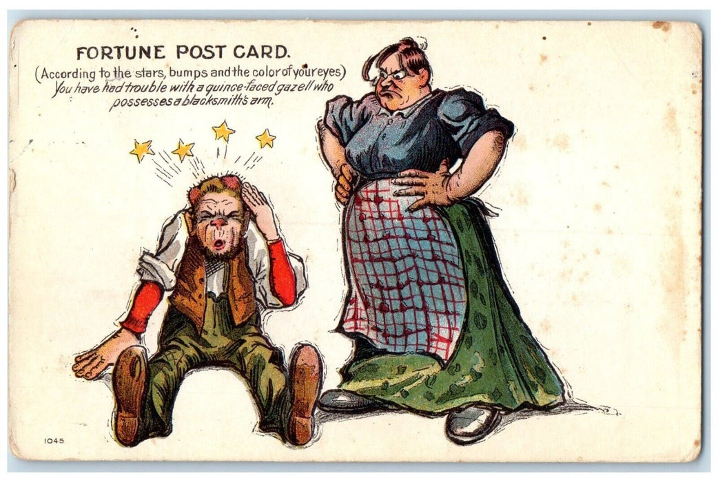 1909 Angry Wife Beaten Husband Stars Roosevelt Arizona AZ Antique Postcard