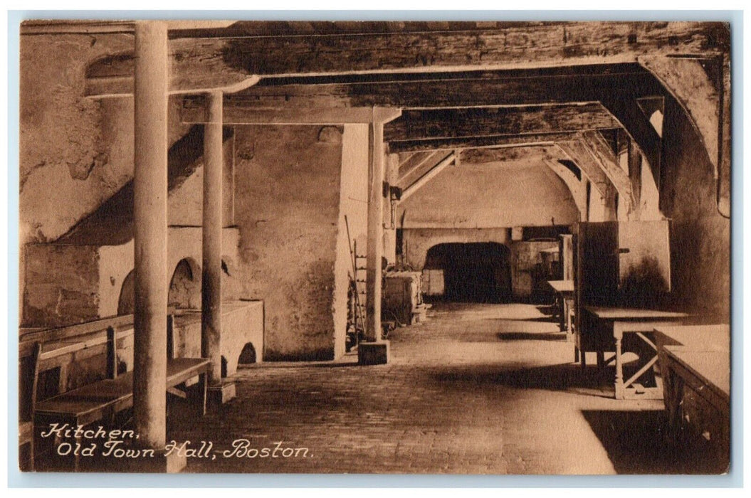 c1920 Kitchen Old Town Hall Interior Table Boston Massachusetts Vintage Postcard
