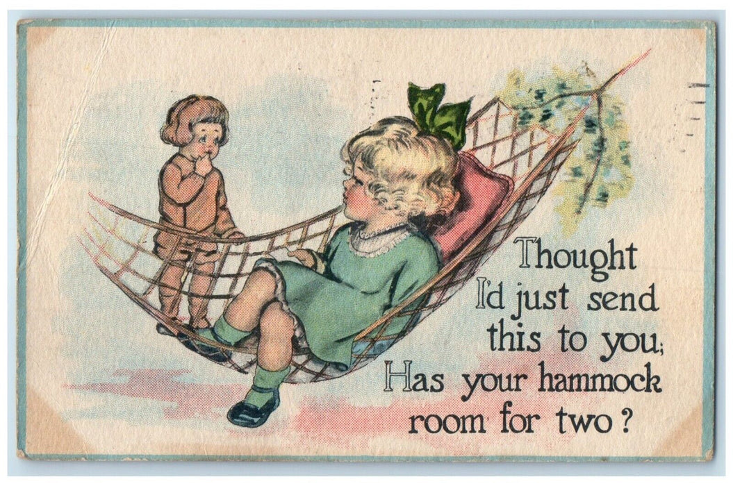 1913 Little Girl Has Your Hammock Room For Two Carlisle Pennsylvania PA Postcard