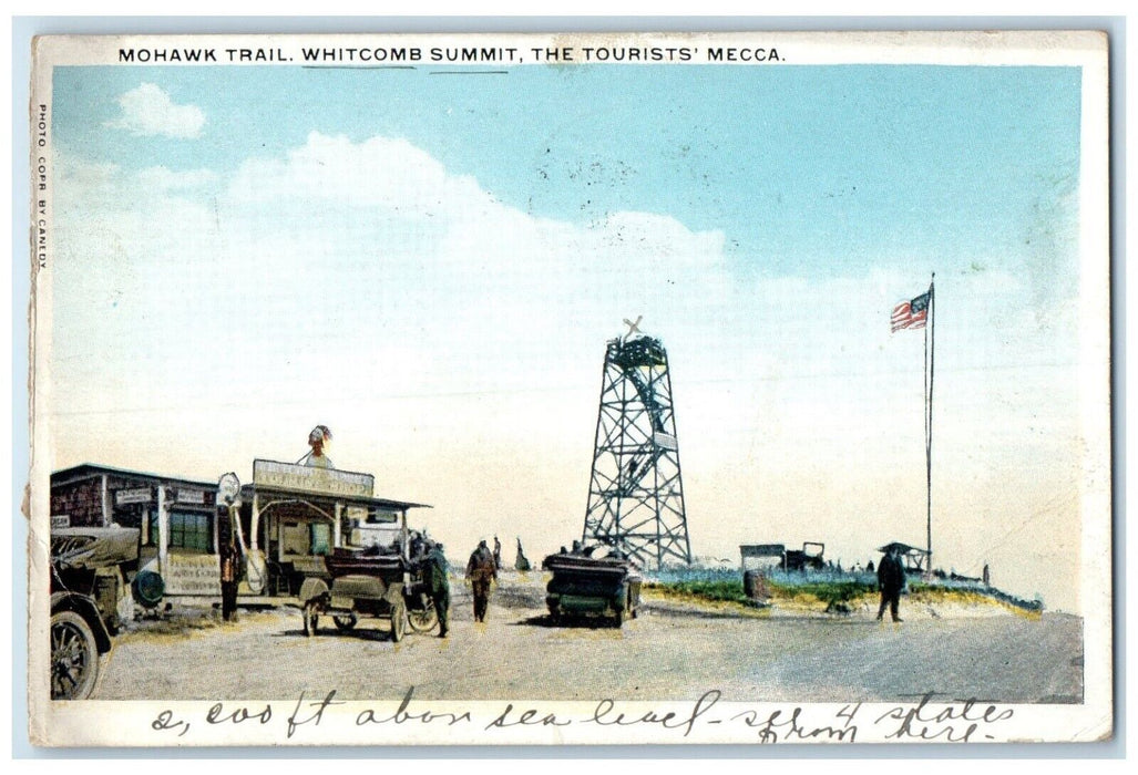 1921 Mohawk Trail Whitcomb Summit Tourists Mecca Boston Massachusetts Postcard