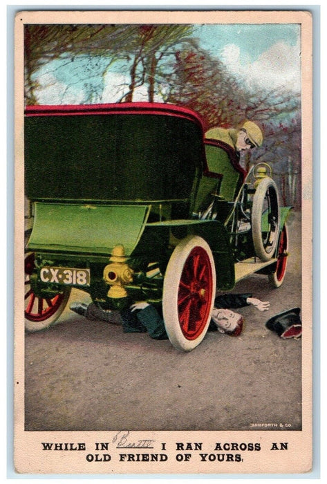 1912 Car Accident Hit And Run Bamforth Missoula Montana MT Antique Postcard