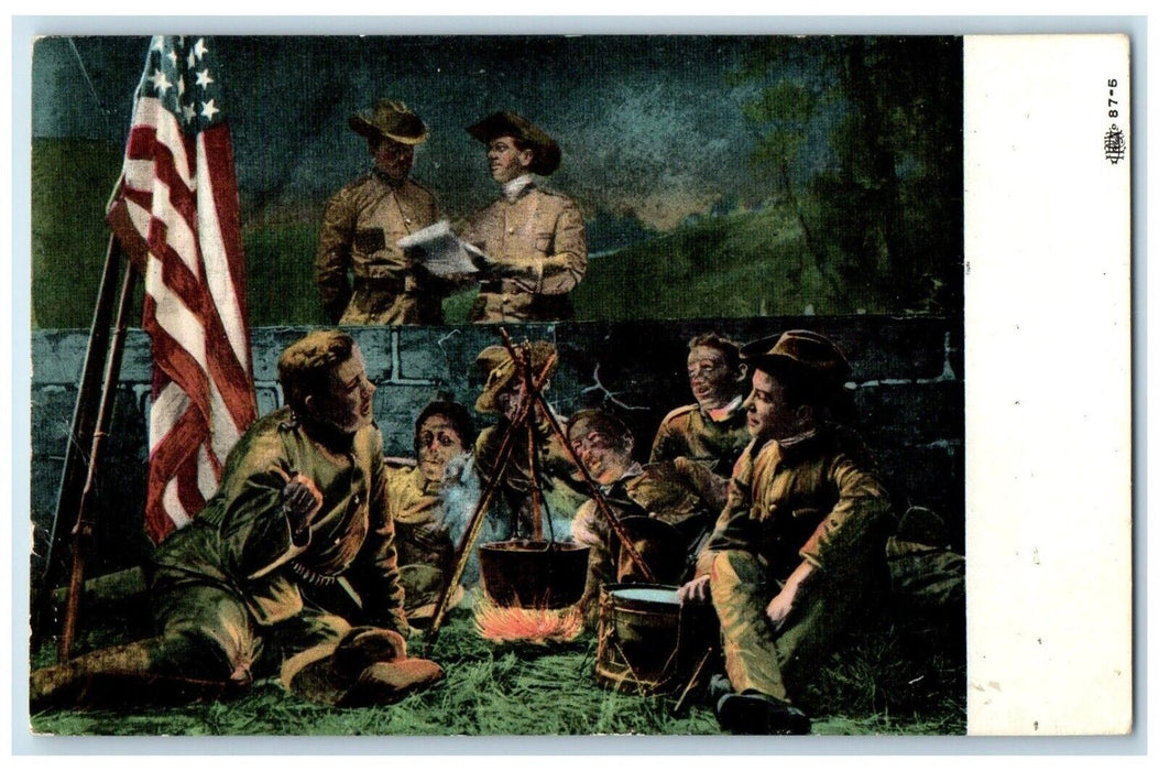 1907 US Army Military Soldier Camp Cooking Indianapolis Indiana IN Postcard