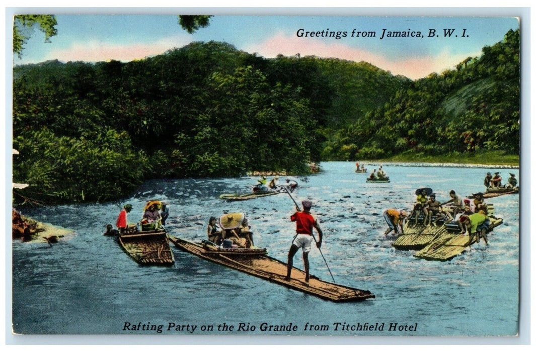 c1950's Greetings From Jamaica BWI USS Newport News Navy Vintage Postcard