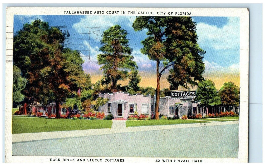 1938 Tallahassee Auto Court Cottages In The Capitol City Of Florida FL Postcard
