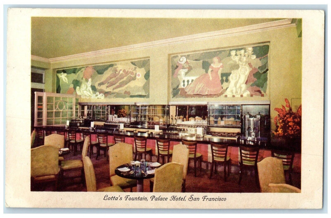 Lotta's Fountain Palace Hotel Dining Room San Francisco California CA Postcard