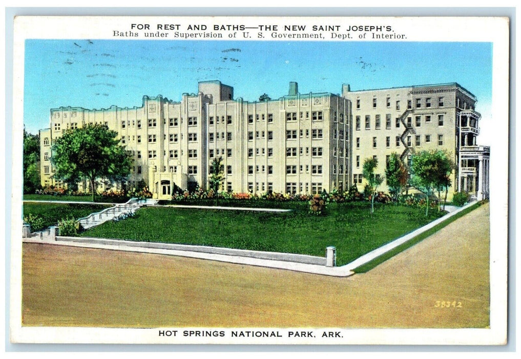 1940 The New Saint Joseph's Hot Springs National Park Arkansas AR Postcard