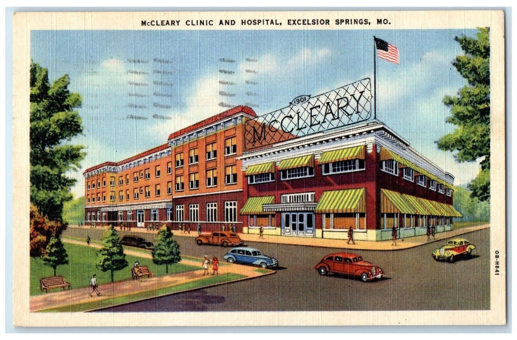 1950 McCleary Clinic And Hospital Cars Excelsior Springs Missouri MO Postcard