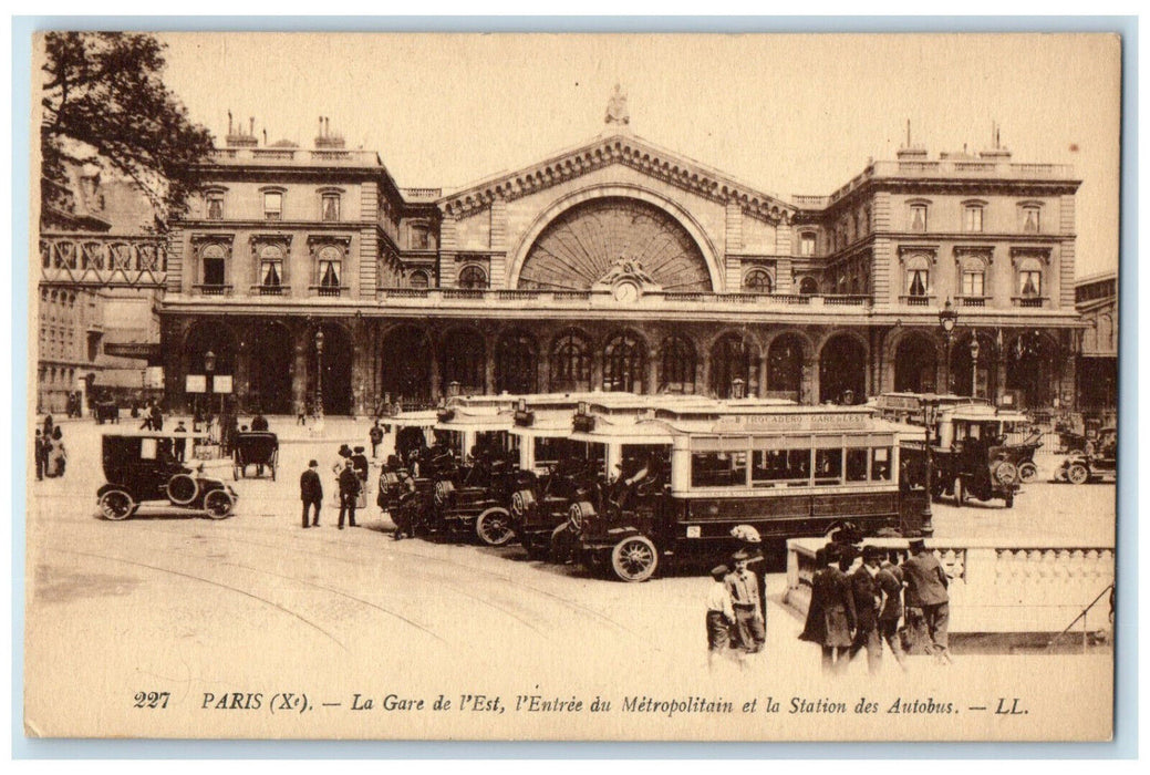 1919 East Station The Metropolitan Entrance Bus Station Paris France Postcard