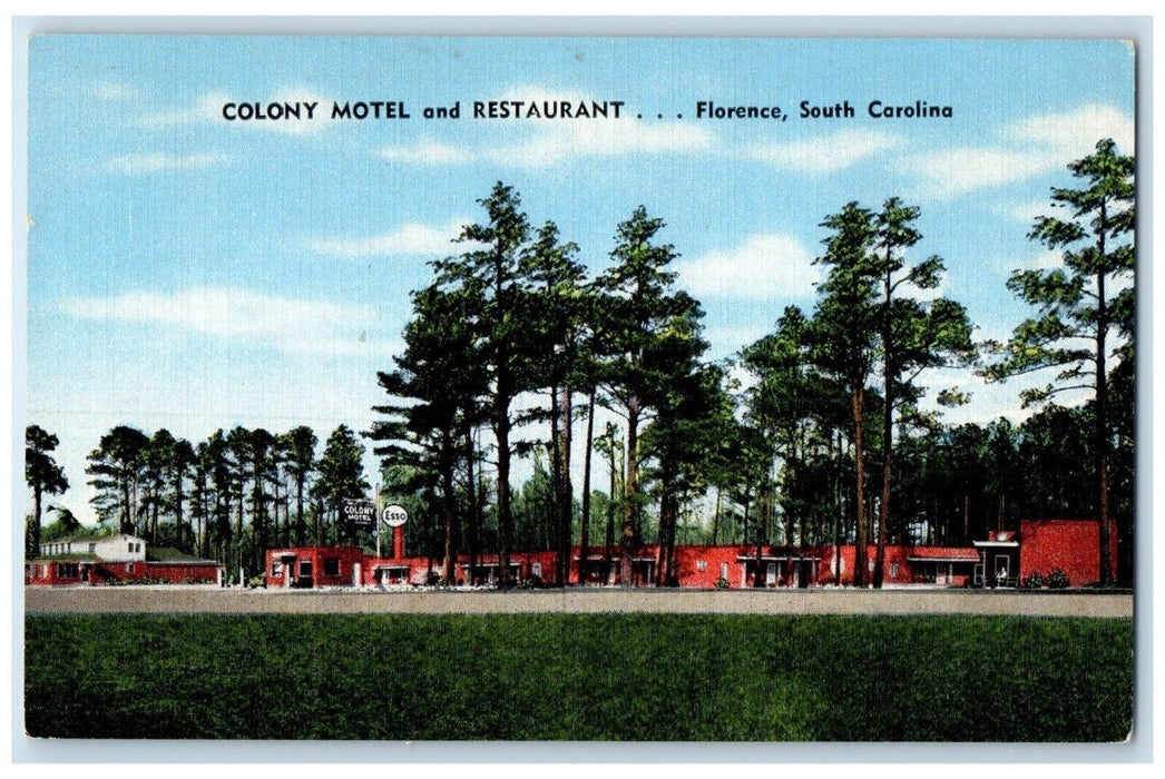 1952 Colony Motel And Restaurant Florence South Carolina SC Vintage Postcard