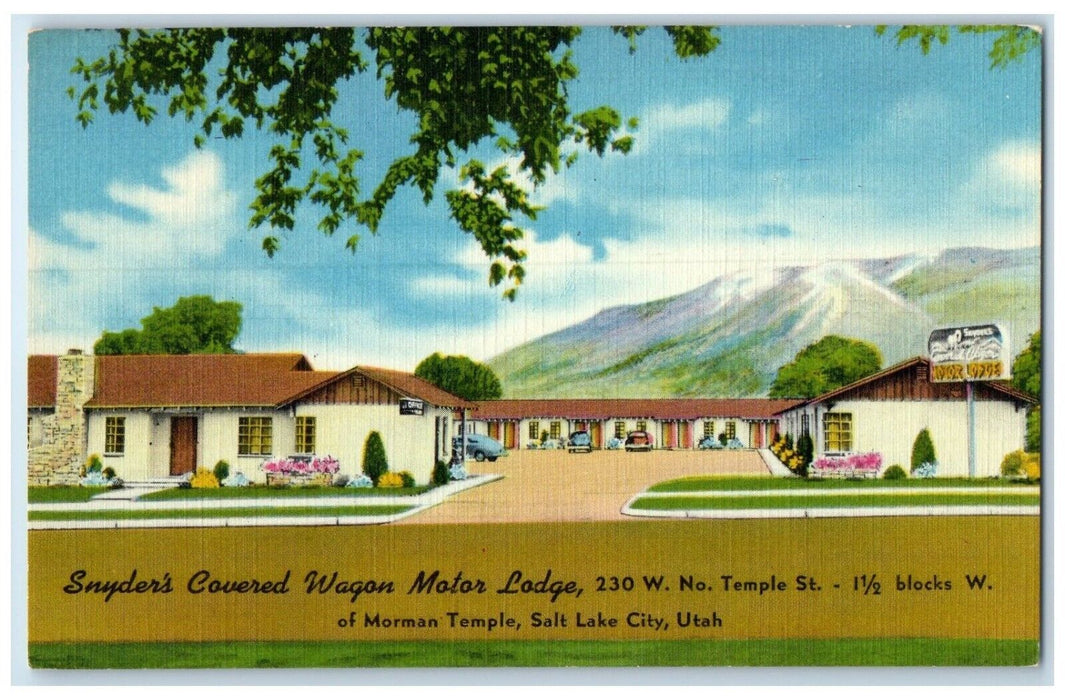 c1950's Snyder's Covered Wagon Motor Lodge Salt Lake City Utah UT Postcard