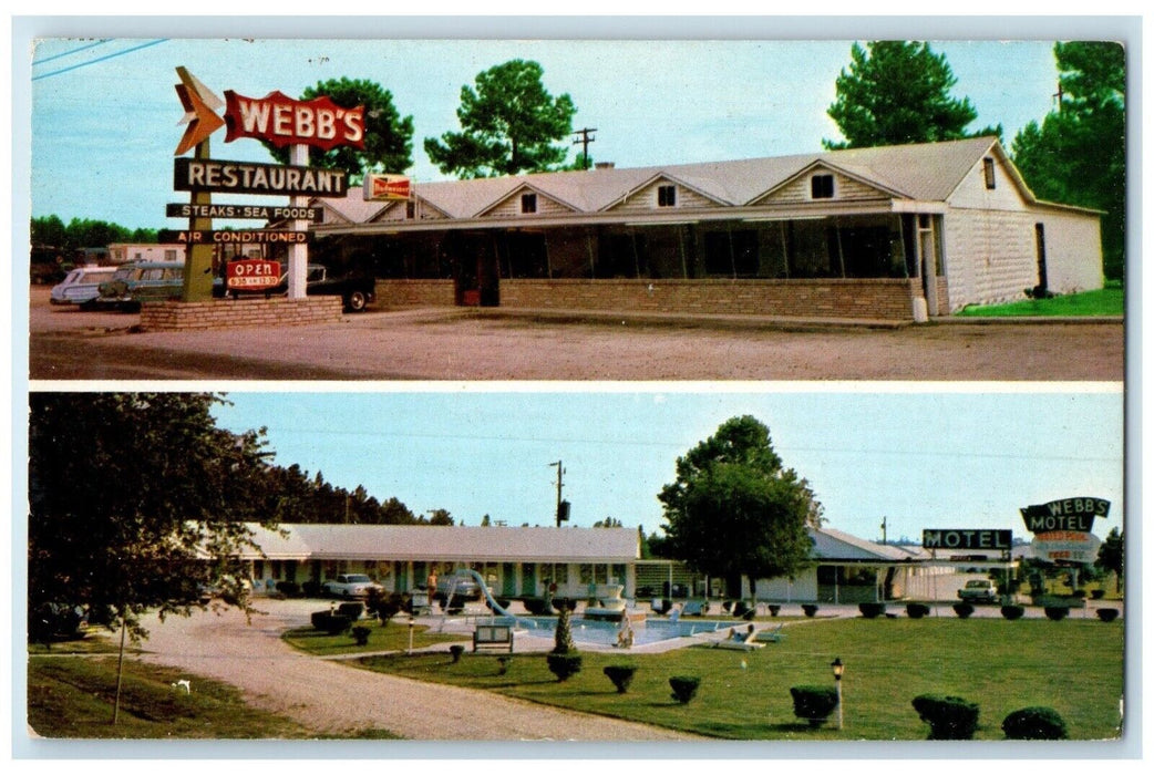c1950's Webb's Motel & Restaurant Dillon South Carolina SC Vintage Postcard