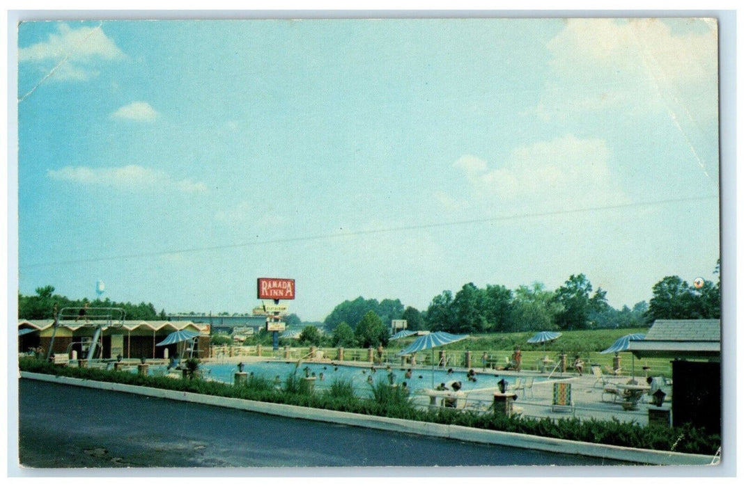 c1960's Ramada Inn Hotel Swimming Pool Durham South Carolina SC Vintage Postcard