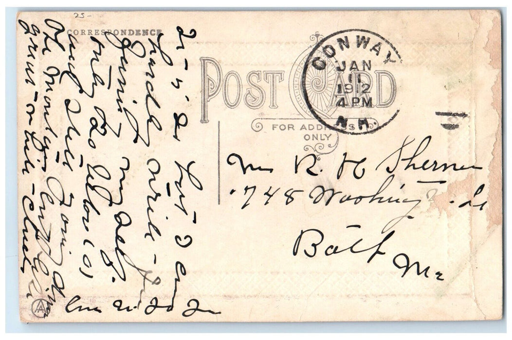 1912 Two Jolly Mugs Face From Conway New Hampshire NH Posted Antique Postcard