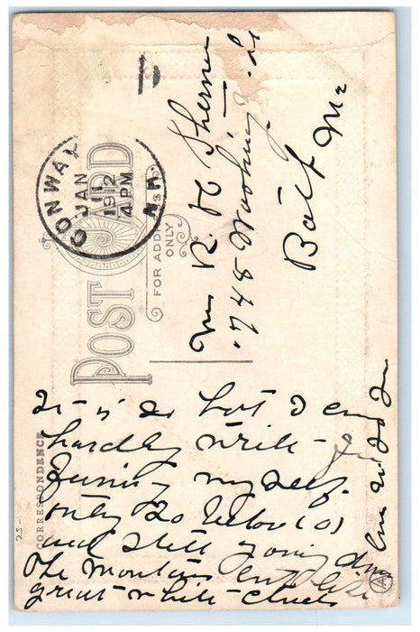1912 Two Jolly Mugs Face From Conway New Hampshire NH Posted Antique Postcard