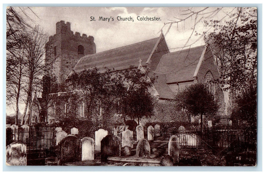 1913 St. Mary's Church Colchester Essex England Antique Posted Postcard