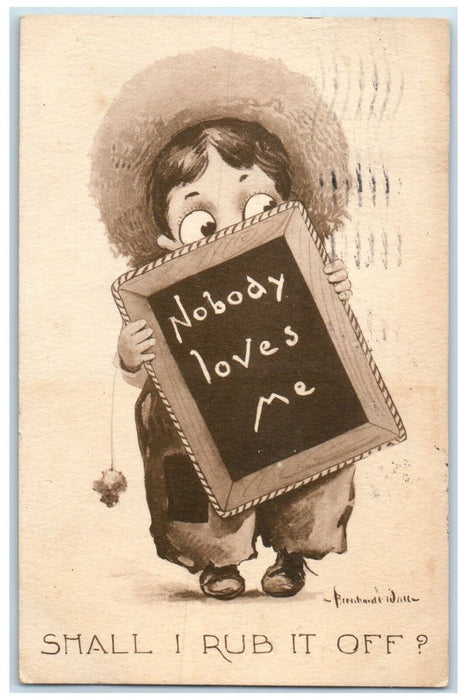 1912 Little Kid Nobody Loves Me Providence Rhode Island RI Antique Postcard