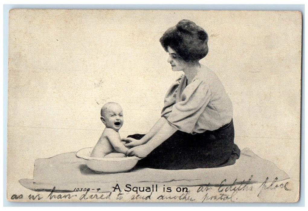 1908 Mother And Crying Baby A Squall Is On Newark New Jersey NJ Posted Postcard