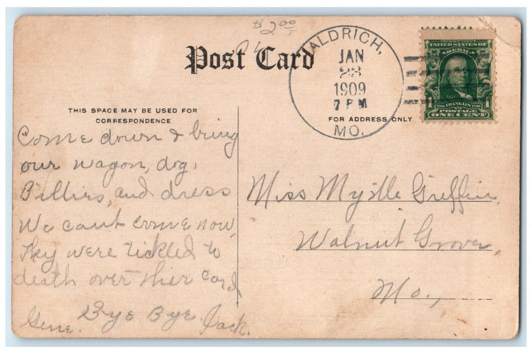 1909 Children At The Beach Building Castles Aldrich Missouri MO Antique Postcard