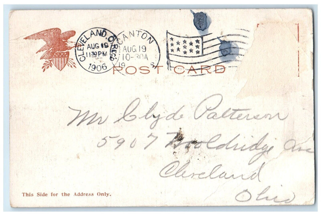 1906 Large Letter P Pretty Woman Cleveland Ohio OH Antique Posted Postcard