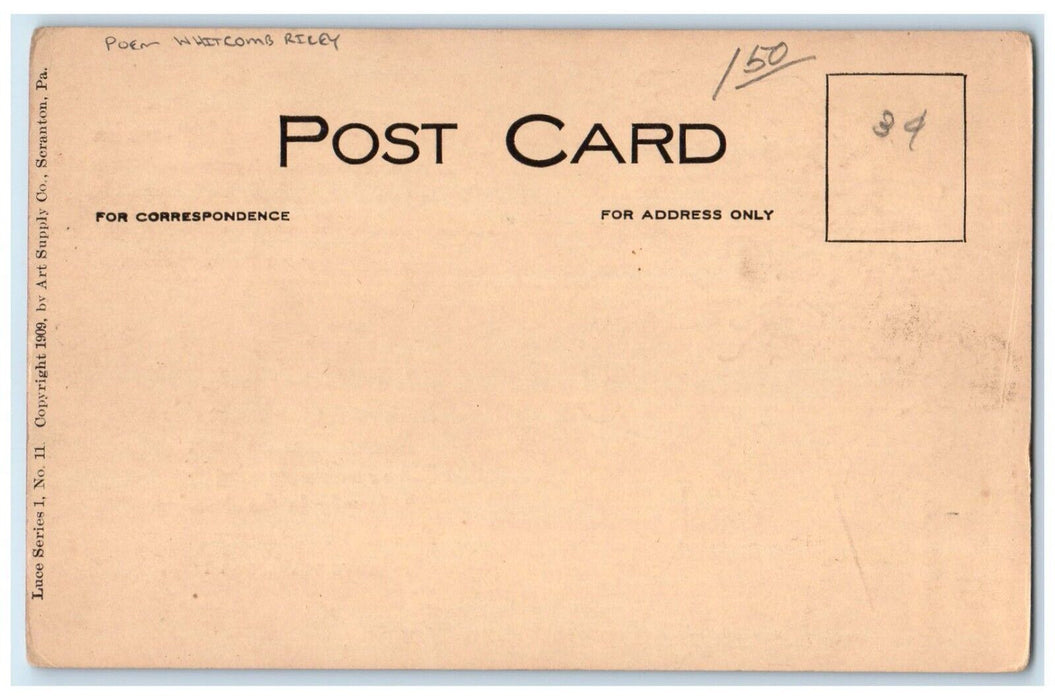 c1910's Pretty Woman Poem James Whitcomb Riley Unposted Antique Postcard