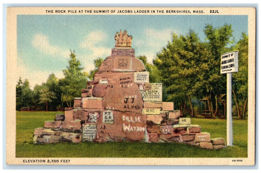 c1940 Rock Pile Summit Jacobs Ladders Exterior Berkshires Massachusetts Postcard