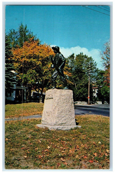 1968 School Boy Cushing Academy Statue Town Ashburnham Massachusetts MA Postcard