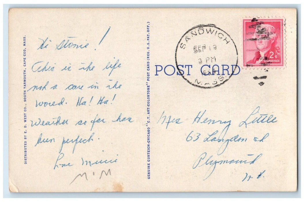 1956 Bulk Head Town Park Hyannis Cape Cod Massachusetts Vintage Antique Postcard