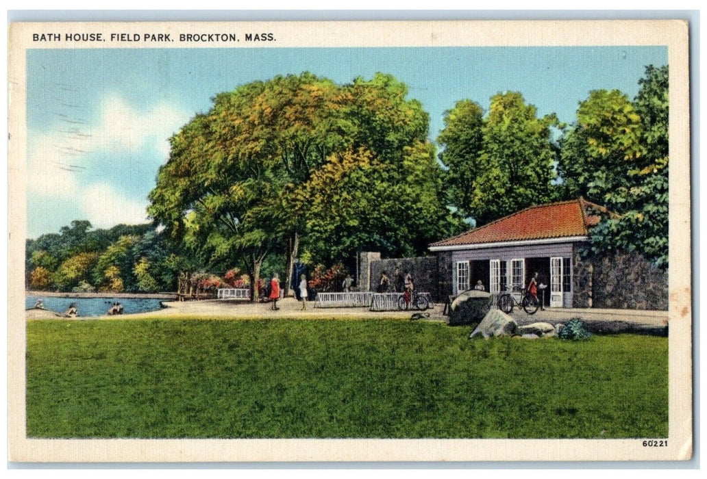 1941 Bath House Field Park Exterior Brockton Massachusetts MA Vintage Postcard