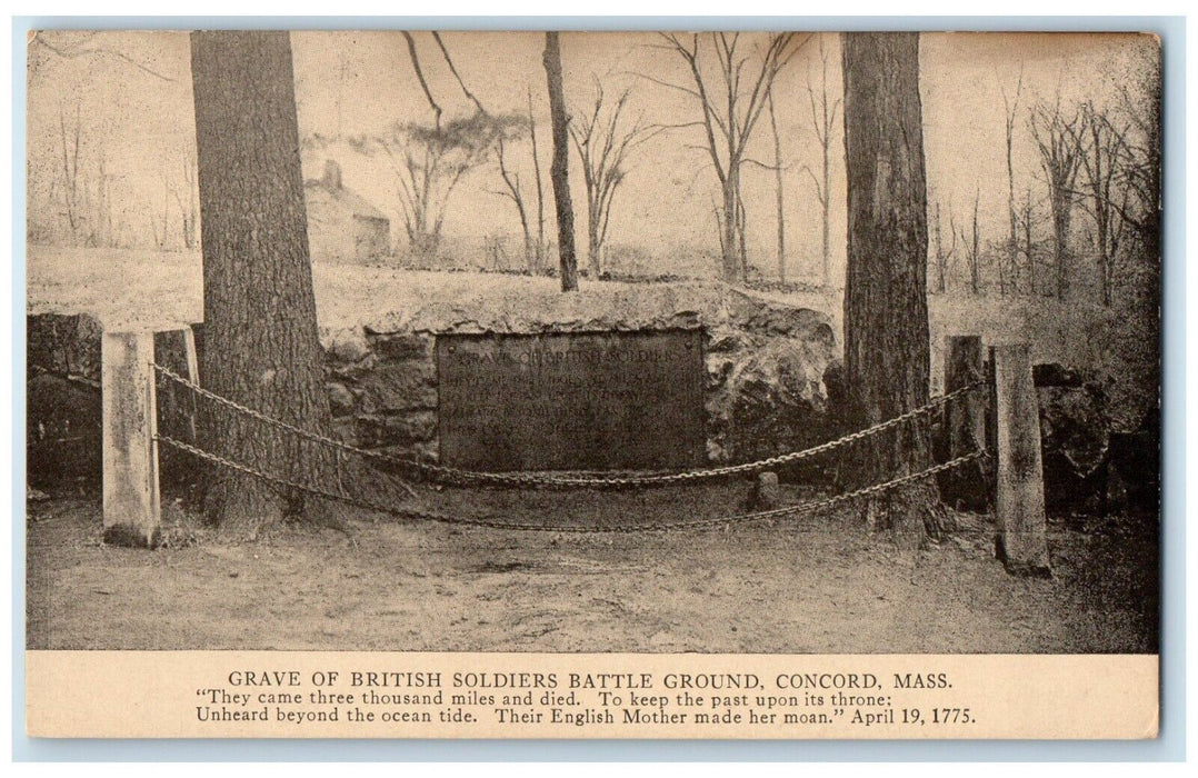 c1940 Grave British Soldiers Battle Ground Chain Concord Massachusetts Postcard