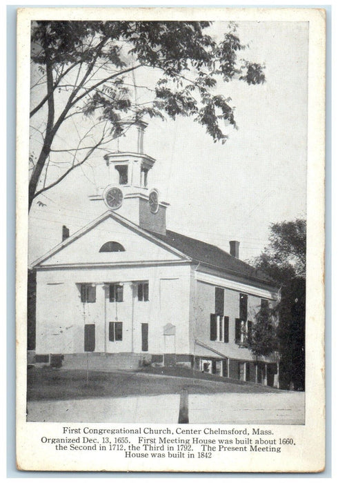 c1940 First Congregational Church Center House Chelmsford Massachusetts Postcard