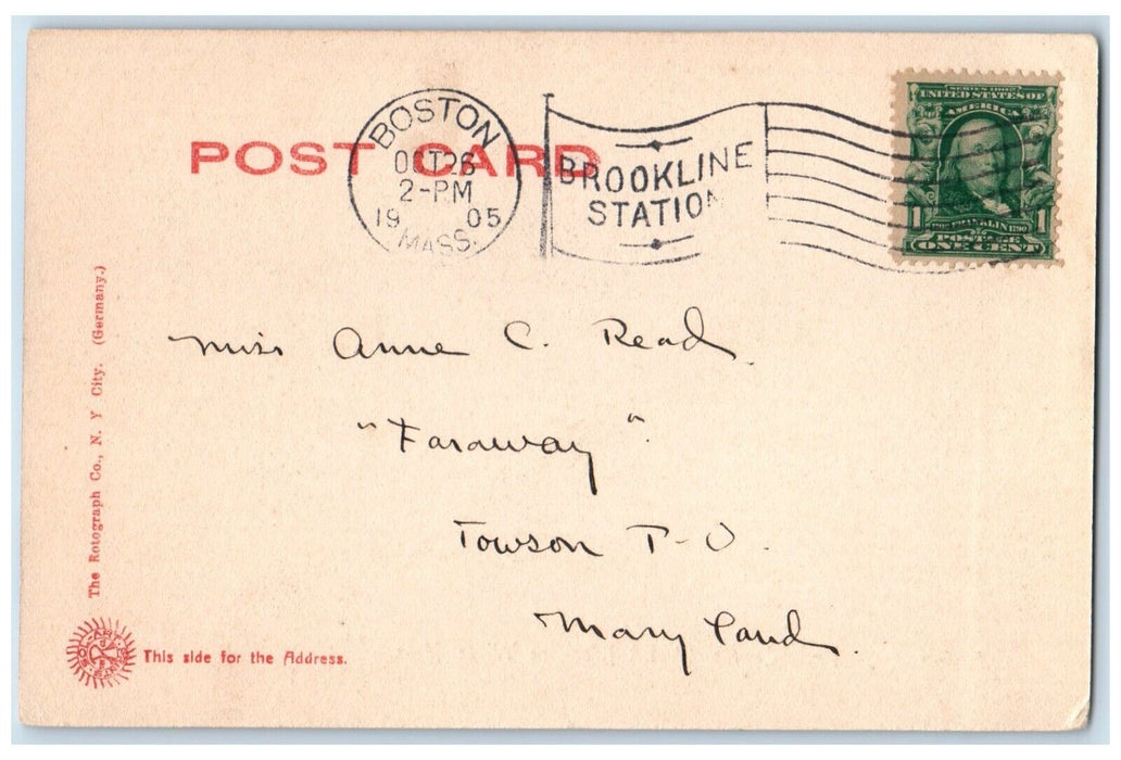 1905 St. Pauls Church P.E. Brookline Village Massachusetts MA Vintage Postcard