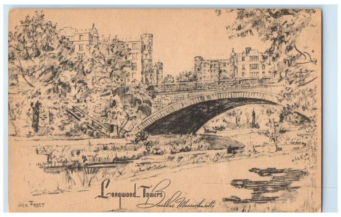 1954 Longwood Towers Bridge Exterior Brookline Massachusetts MA Vintage Postcard