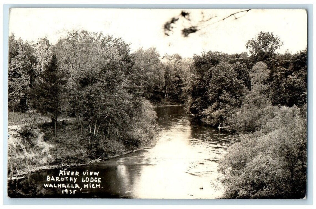 1935 Barothy Lodge River View Walhalla Michigan MI RPPC Photo Posted Postcard