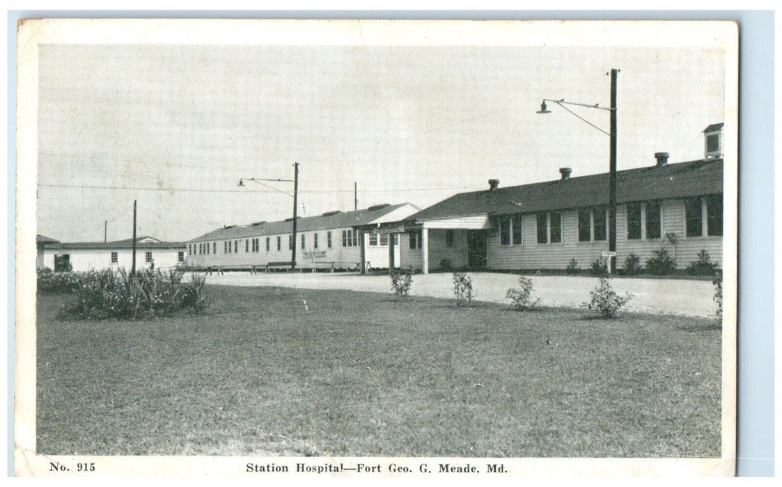 c1940 Station Hospital Exterior Building Field Fort Geo. Meade Maryland Postcard