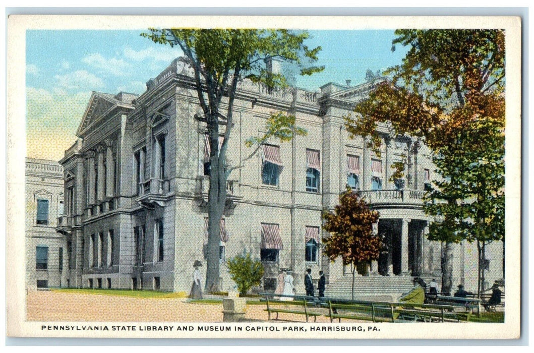c1920 Pennsylvania State Library Museum Capitol Park Road Harrisburg PA Postcard
