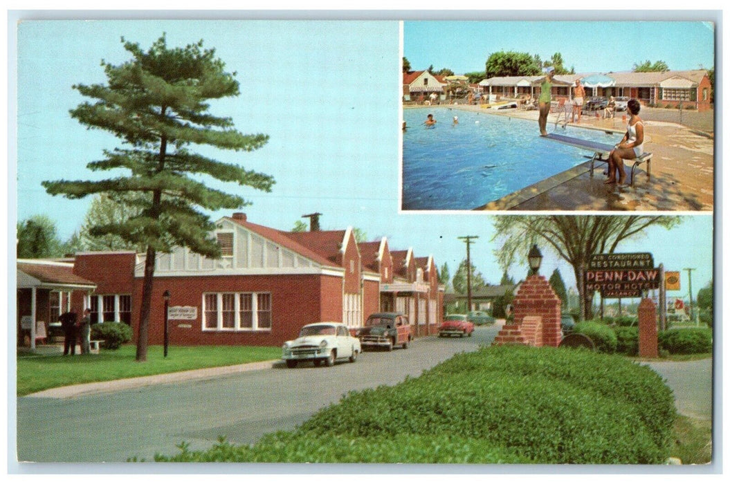 Penn Daw Motor Hotel And Restaurant Alexandria Virginia VA Dual View Postcard
