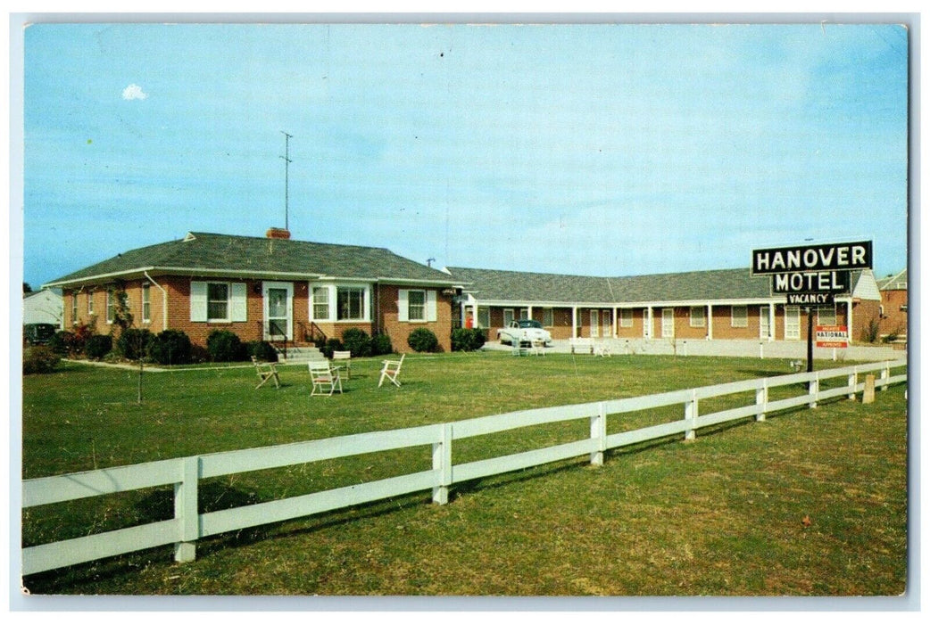 c1950's View Of Hanover Motel Car Mechanicsville Virginia VA Vintage Postcard