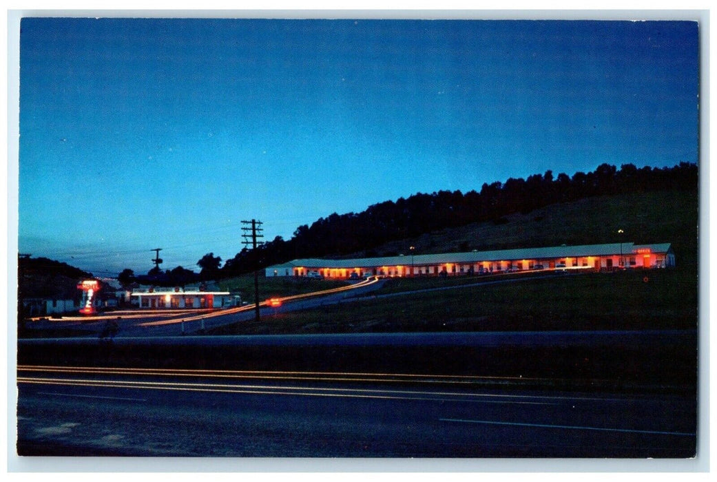 c1950's Johnson's Motel & Restaurant Night View Wytheville Virginia VA Postcard
