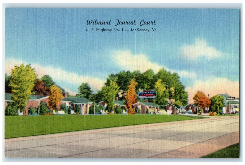 c1950's Wilmurt Tourist Court Motel Roadside McKenney Virginia VA Postcard
