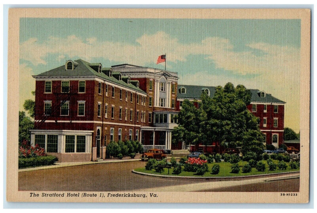 c1930's The Stratford Hotel Building Fredericksburg Virginia VA Vintage Postcard