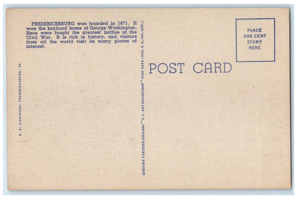c1930's The Stratford Hotel Building Fredericksburg Virginia VA Vintage Postcard