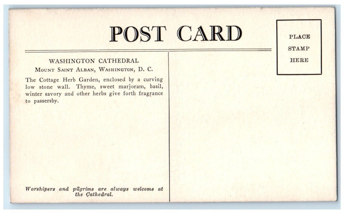 c1910's Washington Cathedral Mount Saint Alban Washington DC Antique Postcard